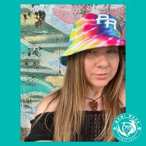 New Era Tie Dye Bucket Hat with Puerto Rico PR Logo